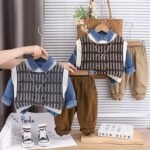 Ensemble 3 pieces garcon chemise en jeans