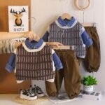 Ensemble 3 pieces garcon chemise en jeans – Image 2