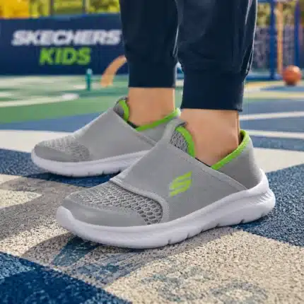 Basket skechers original gris elastique gris